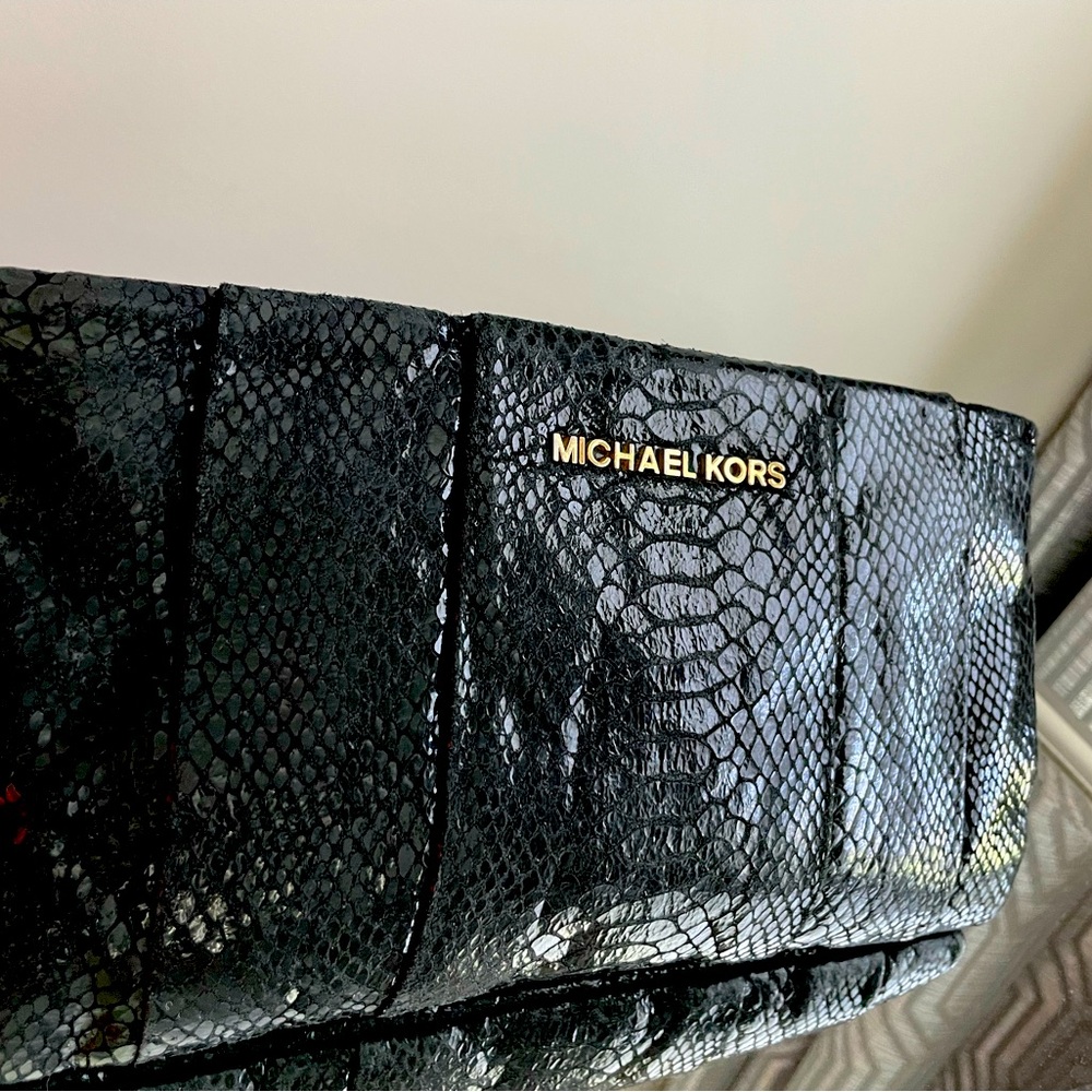 Michael Kors Black Textured Clutch